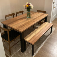 Classic Iron Oak Table With Benches