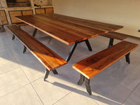 Mesa Comedor Roble Fierro Y con Bancas