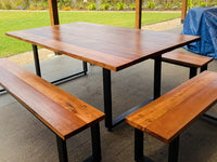 Square Iron Table with 4 Benches