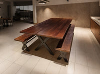 Iron X Table with Benches