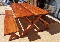 Red Oak X  Table with Benches