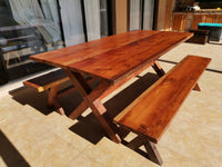 Red Oak X  Table with Benches