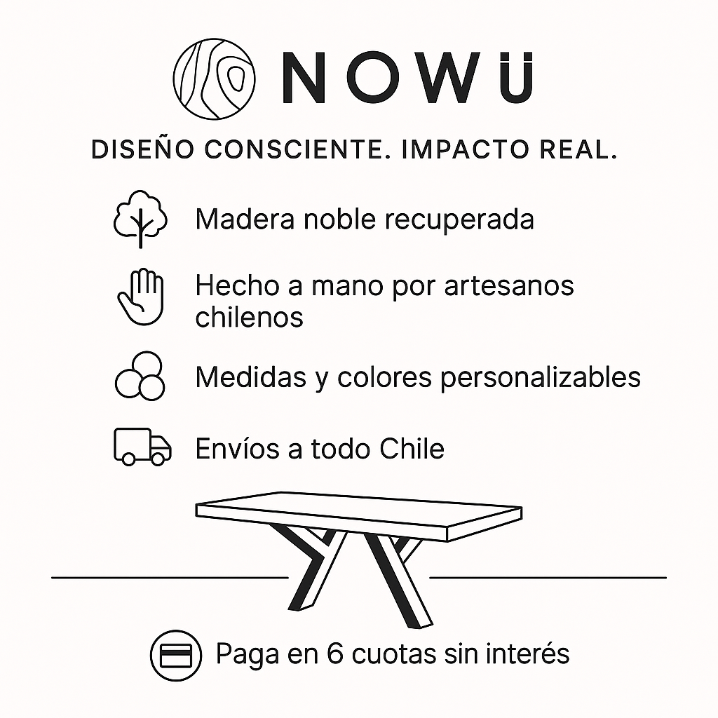 Comprando en nowu tienes madera noble hecha por artesanos de forma personalizada y con envío a todo chile pagando hasta en 6 cuotas sin interés