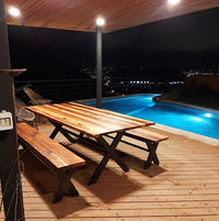 Mesa Comedor Roble Fierro X con Bancas