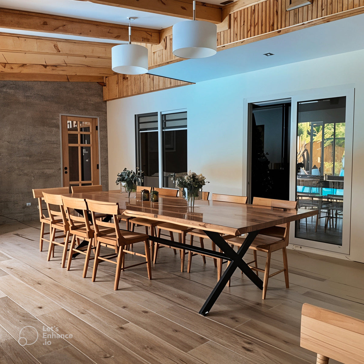 Mesa grande de roble artesanal para espacios amplios – Nowü