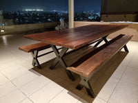 Iron X Table with Benches